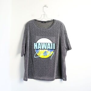 Shein Hawaii sparkly silver black t-shirt shortsleeve festival rave metallic XL